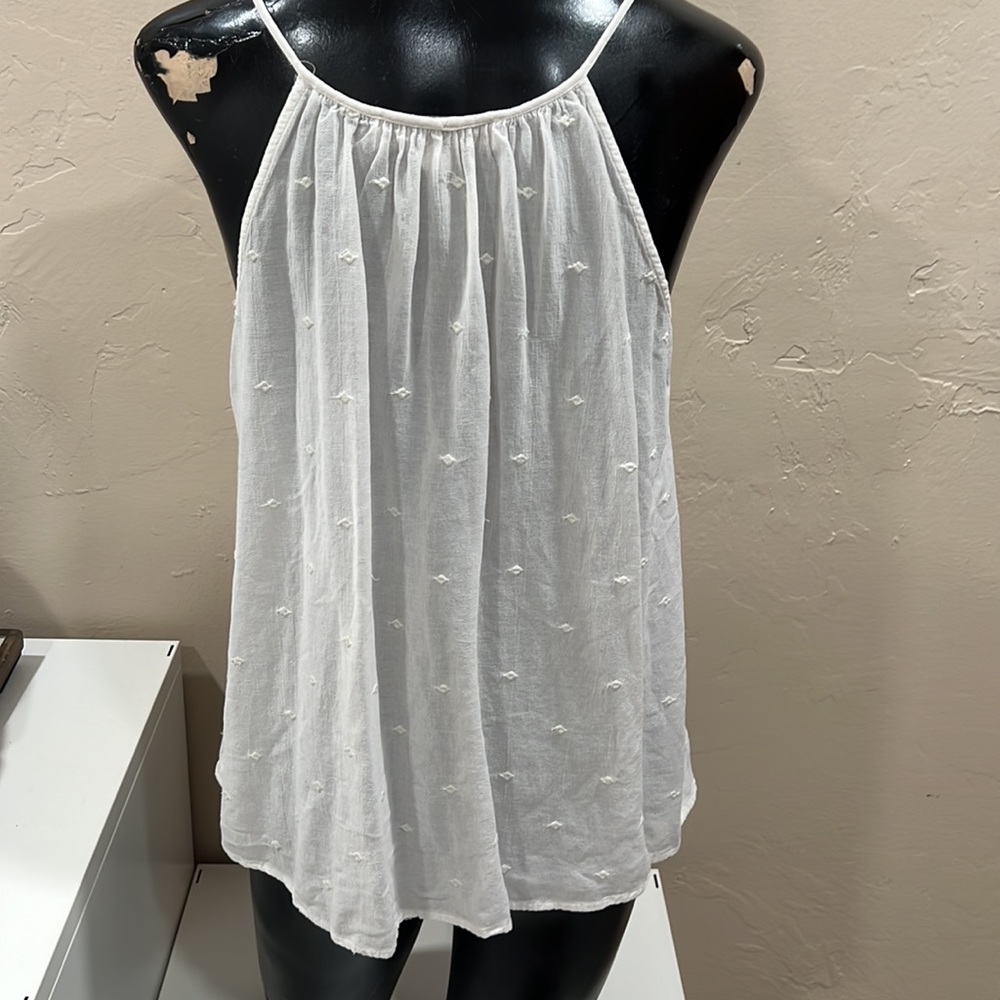 LOFT by Ann Taylor off-white spaghetti strap lace embroidered XS top - Picture 4 of 6